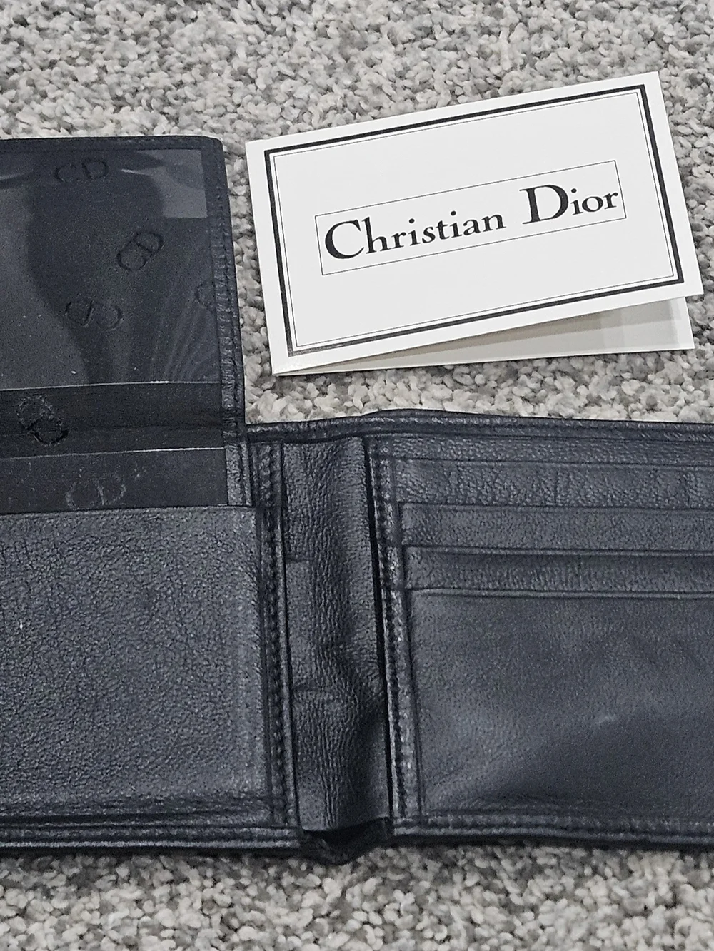 Dior Black Leather Bi-Fold Wallet with Card Slots